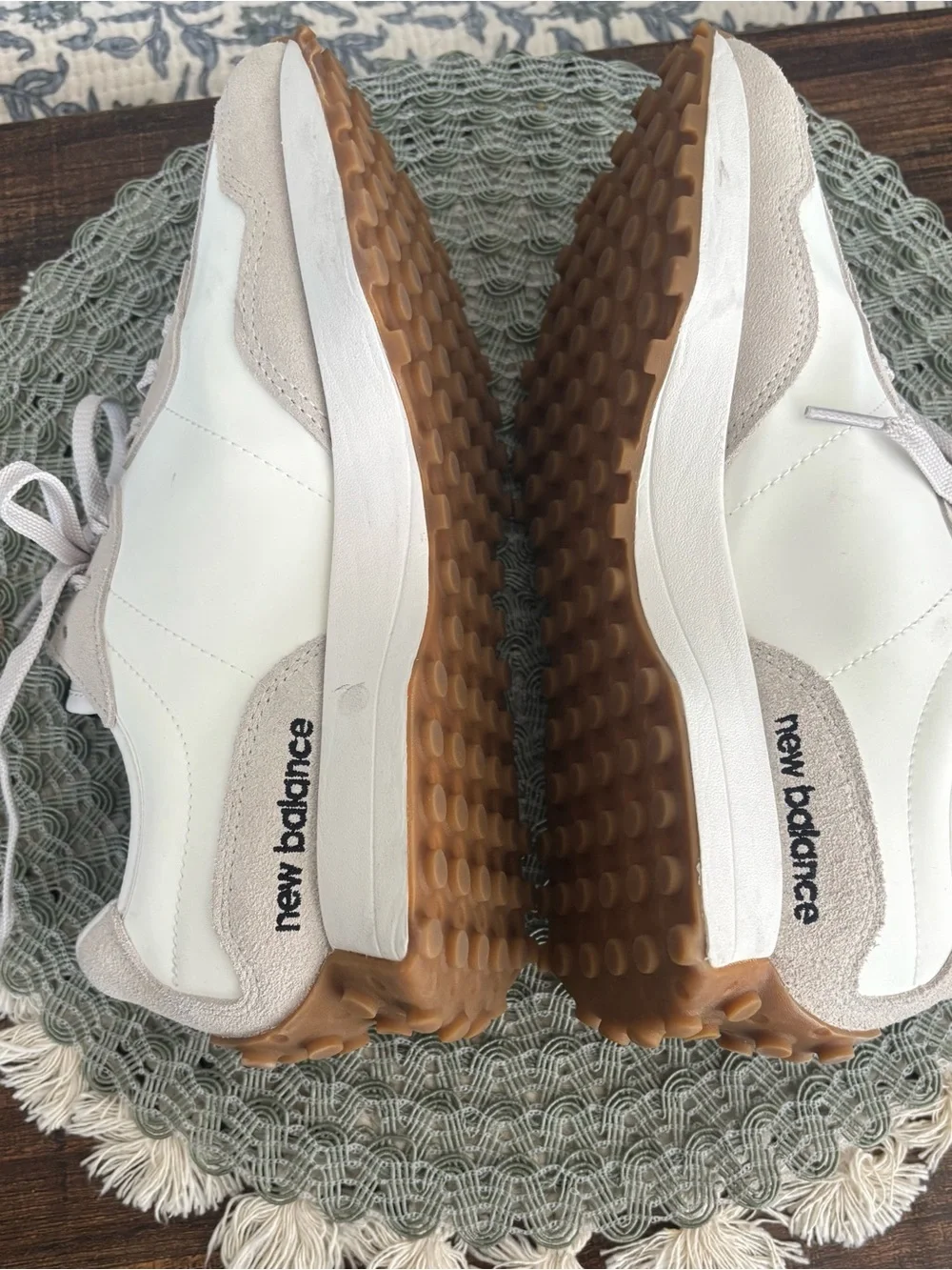 New Balance White & Beige 327 Sneakers - Picture 5 of 8